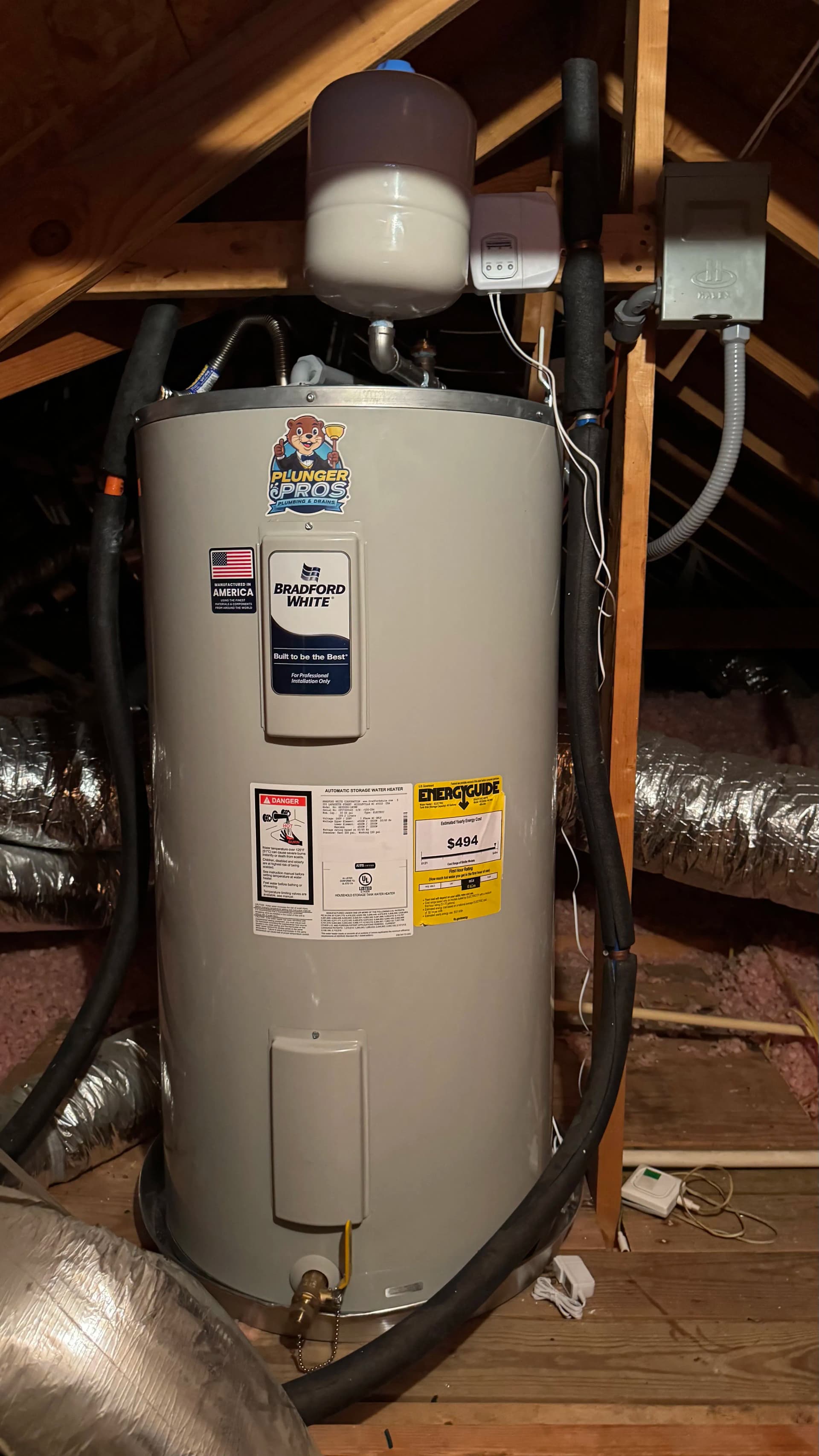 Attic Water Heater Installation with Smart Leak Protection in Bulverde